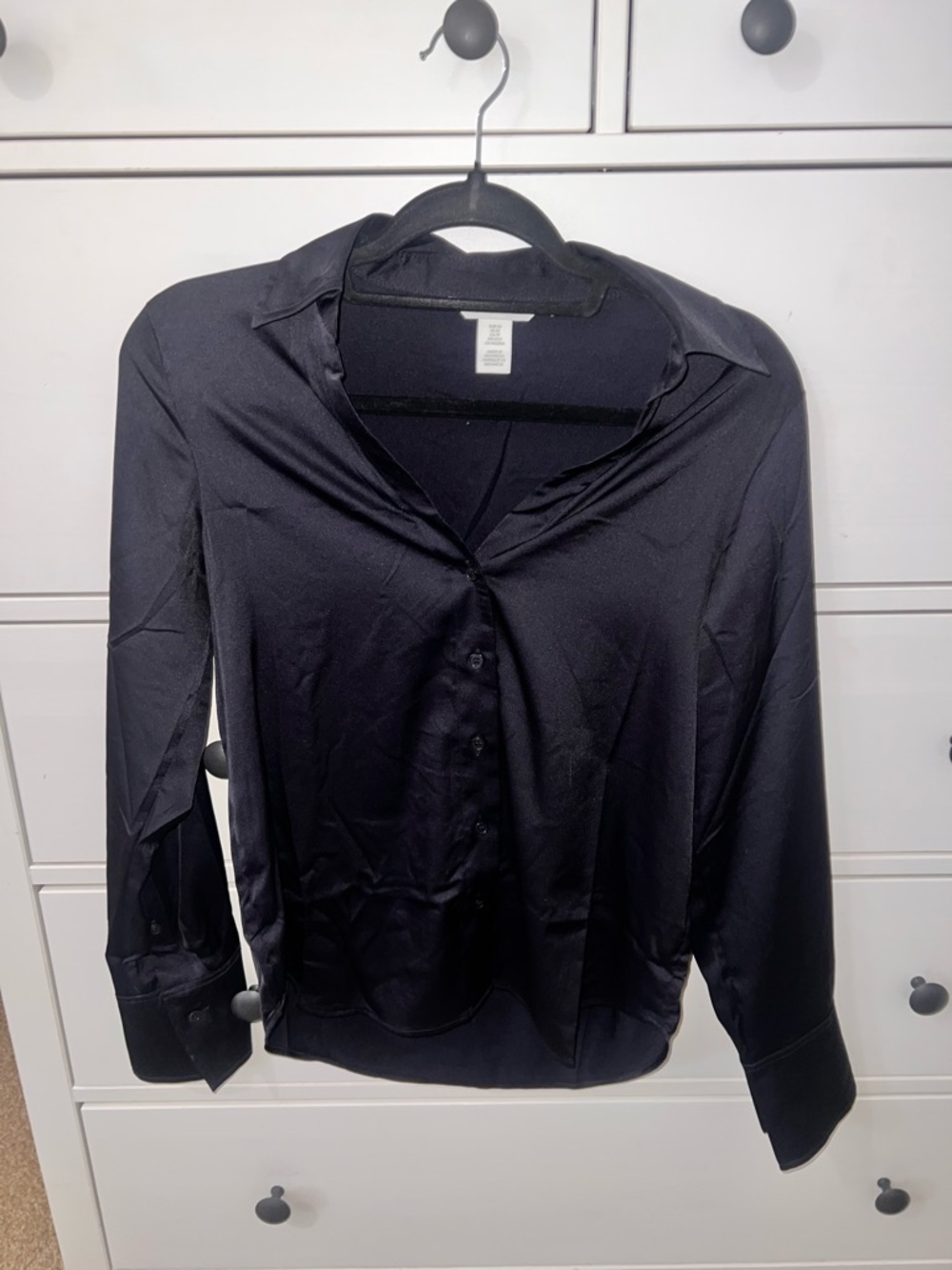 H&M Women's Button-Up Blouse - Dark Navy